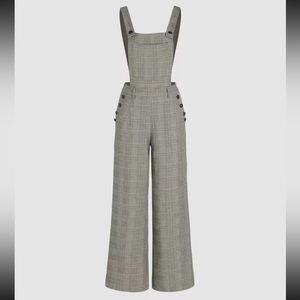 Houndstooth button jumpsuit